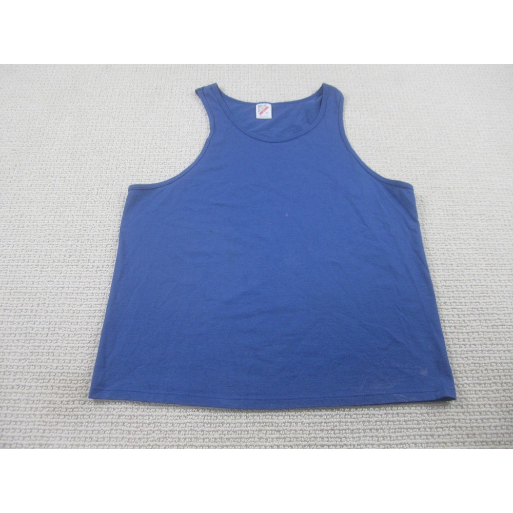 Vintage Jerzees Tank Top Mens Large Blue 50/50 Made‎ in USA Sleeveless 80s 90s